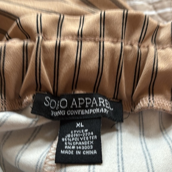 Soho Apparel Tan and Black Striped Pants - Picture 3 of 3